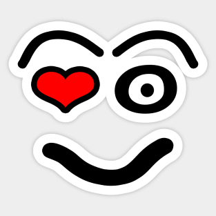 Funny love face - heart - red and black. Sticker